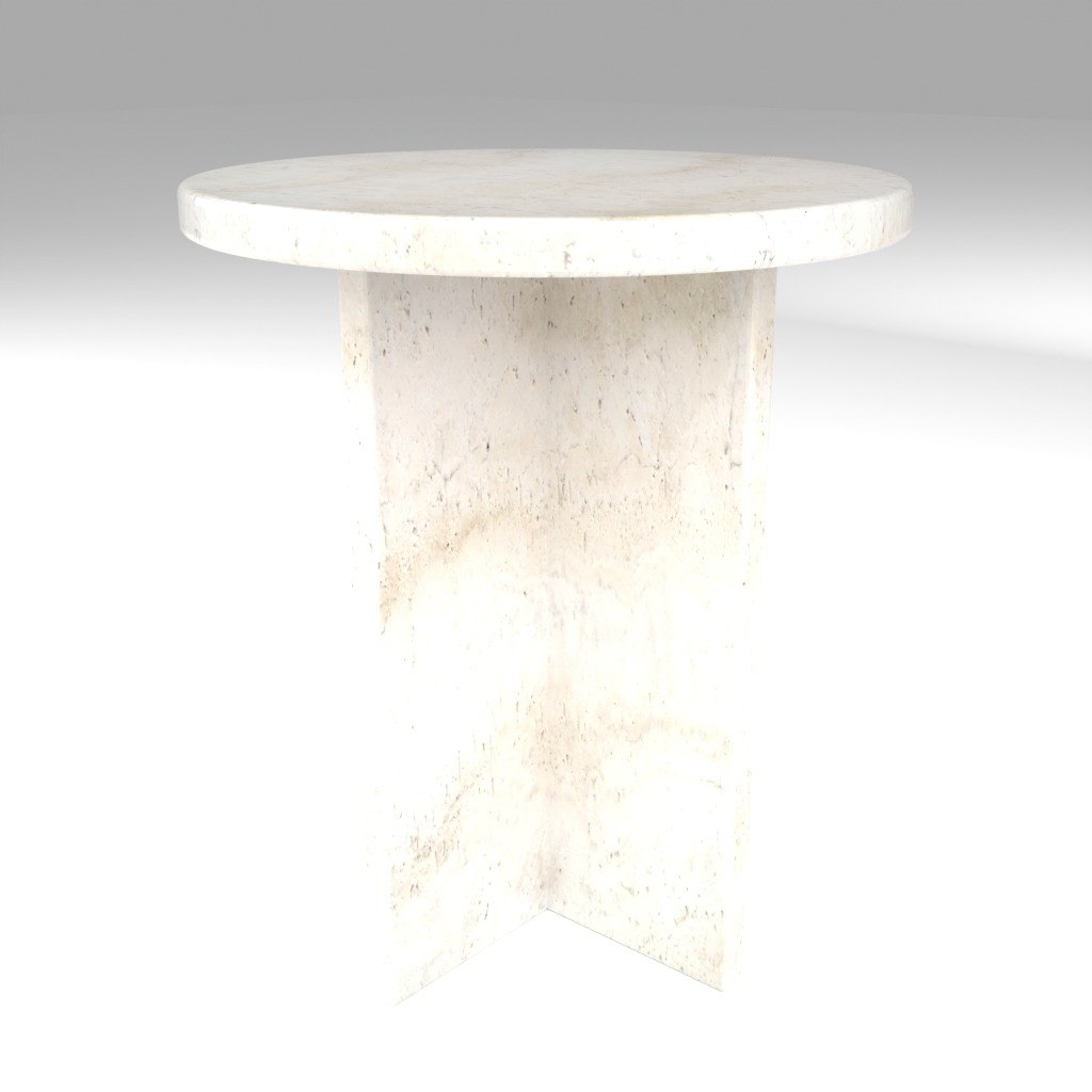 Ovalo Side Table in Super White Travertine
