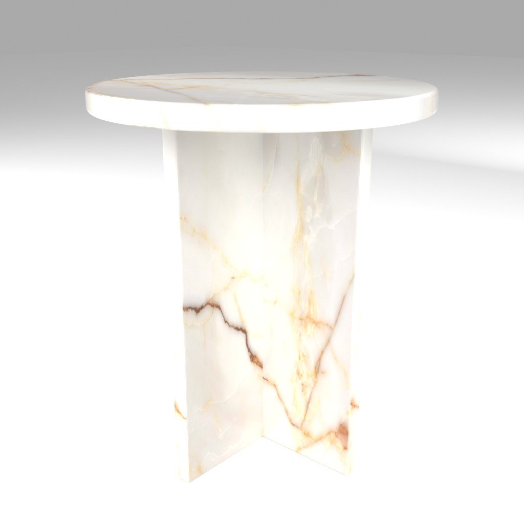 Ovalo Side Table in White Onyx
