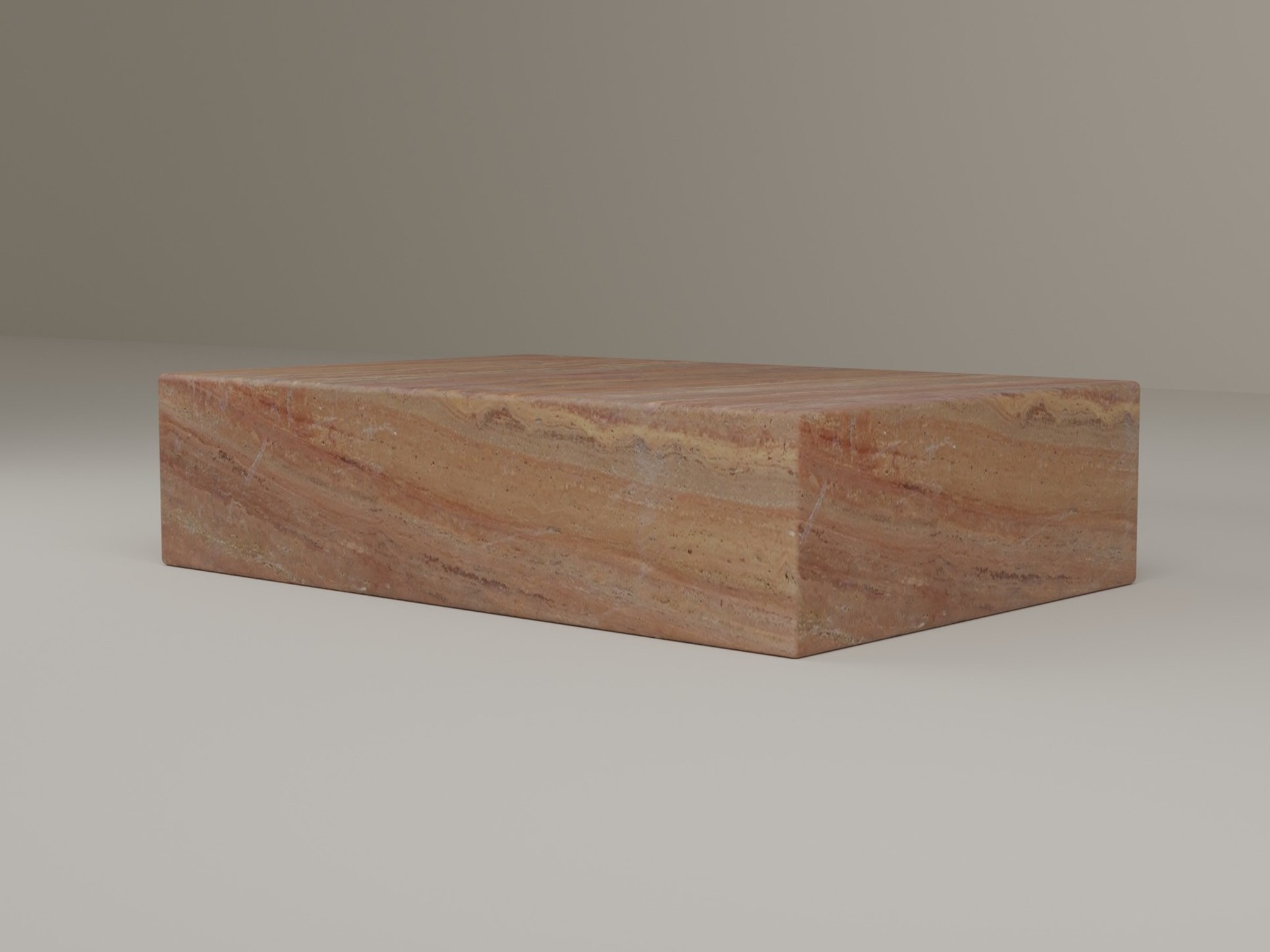Plinth Coffee Table in Red Travertine