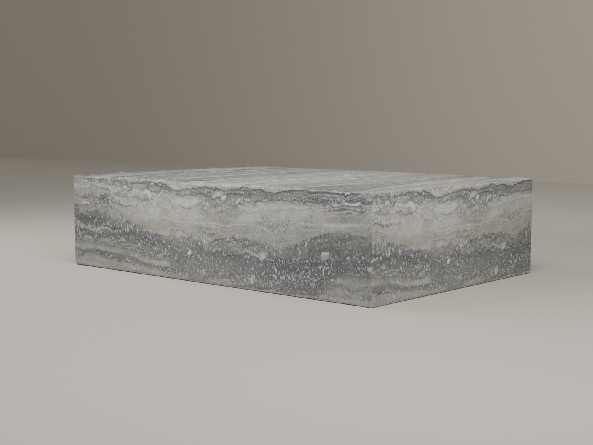 Plinth Coffee Table in Silver Travertine