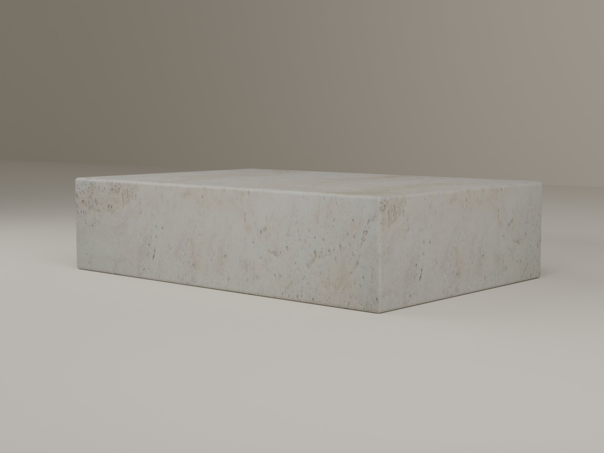Plinth Coffee Table in Super White Travertine
