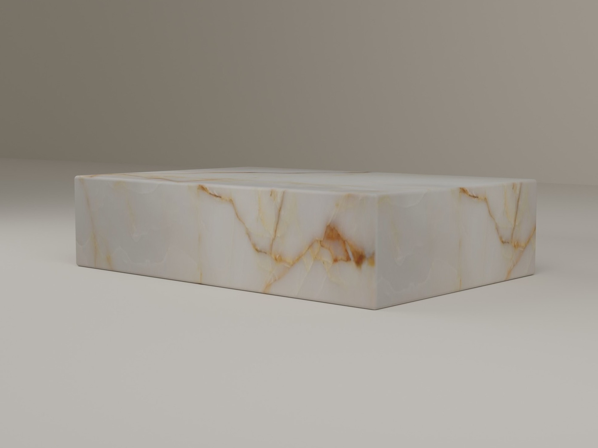 Plinth Coffee Table in White Onyx
