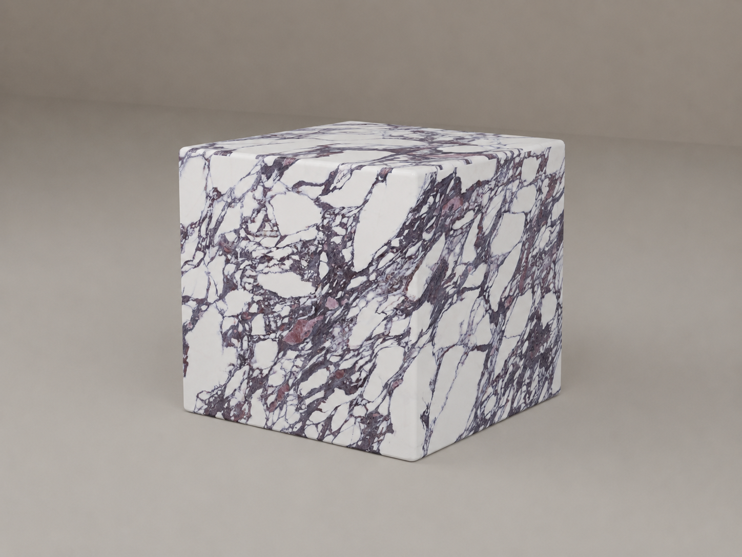 Plinth Side Table in Asia Calacatta Viola