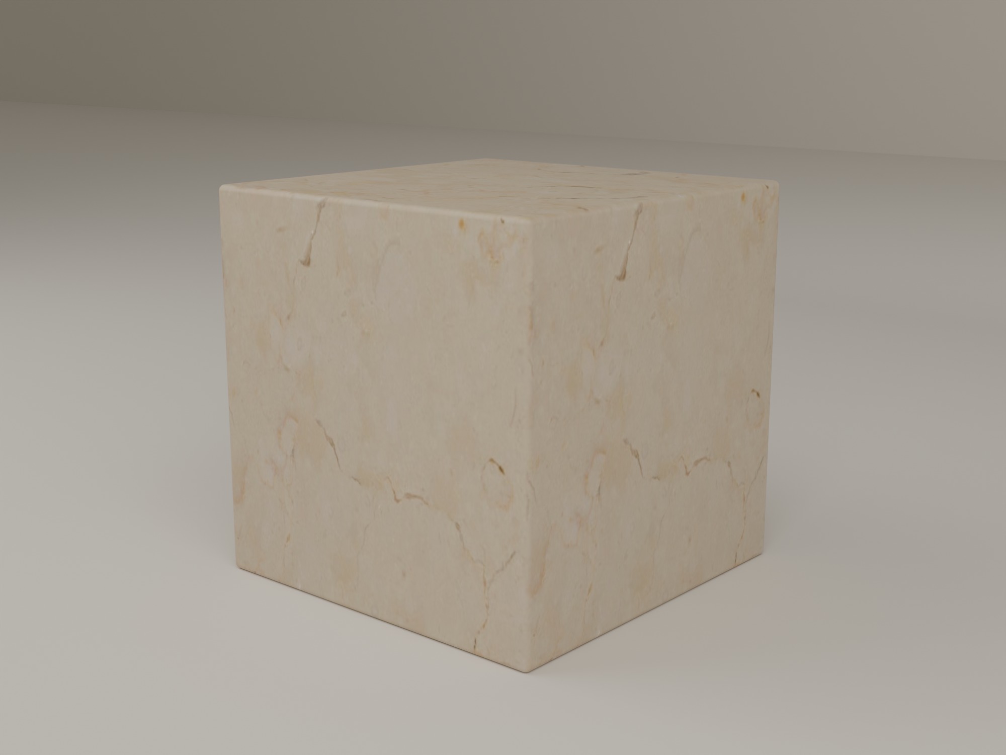 Plinth Side Table in Crema Marfil