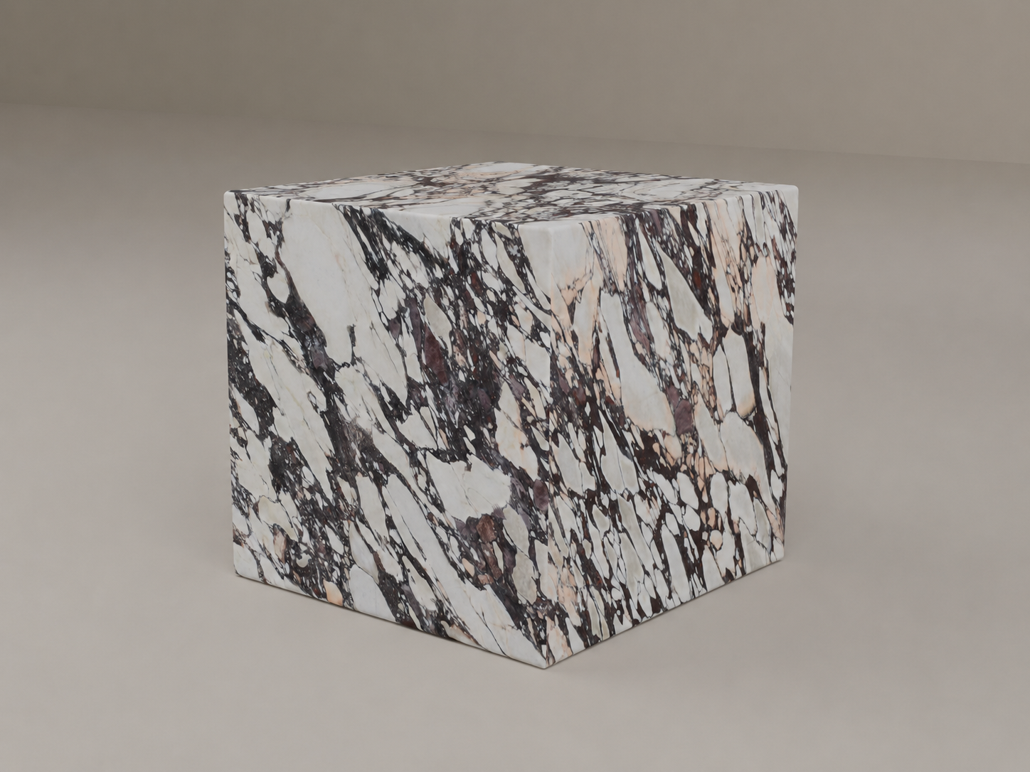 Plinth Side Table in Italian Calacatta Viola