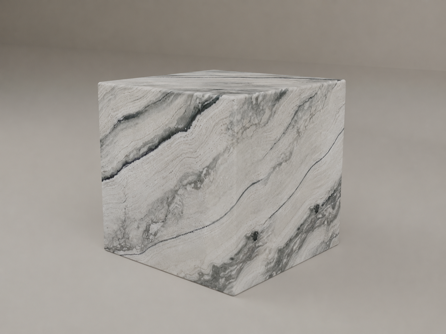 Plinth Side Table in Panda White