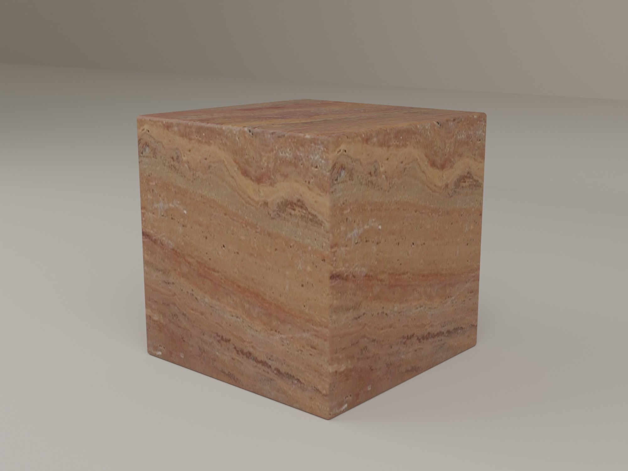 Plinth Side Table in Red Travertine