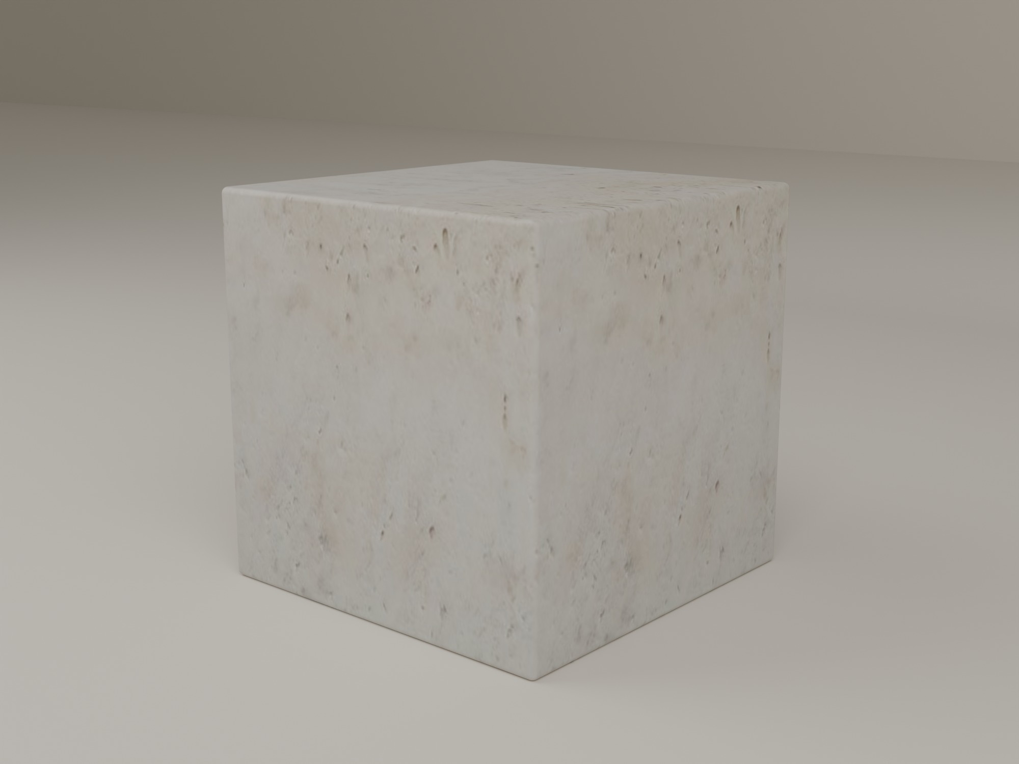 Plinth Side Table in Super White Travertine