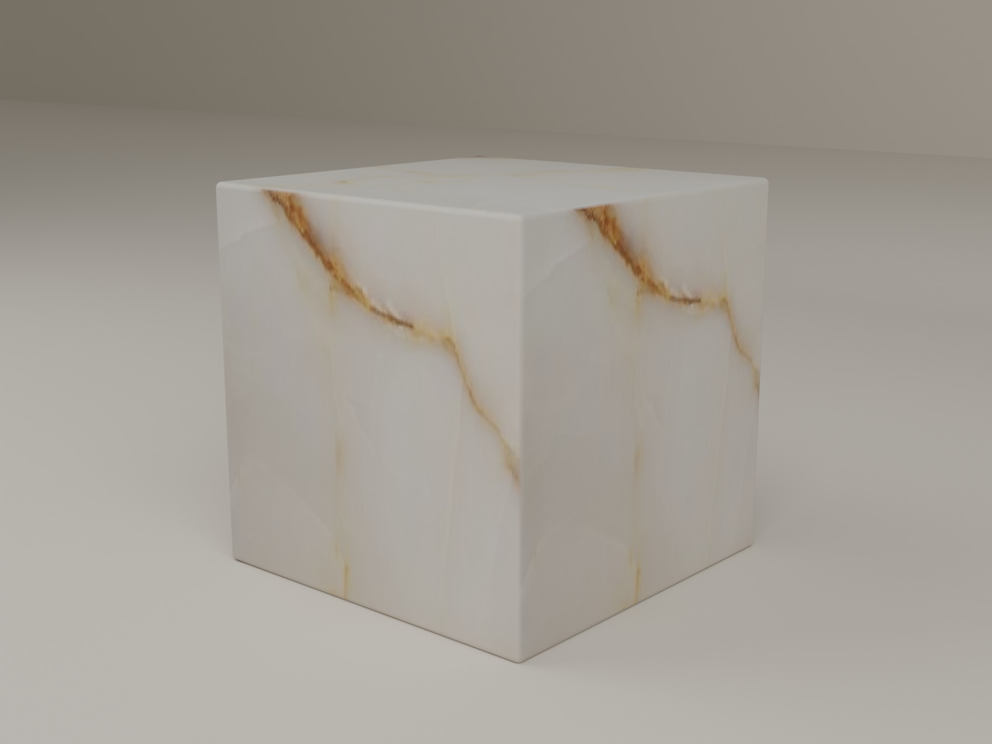 Plinth Side Table in White Onyx