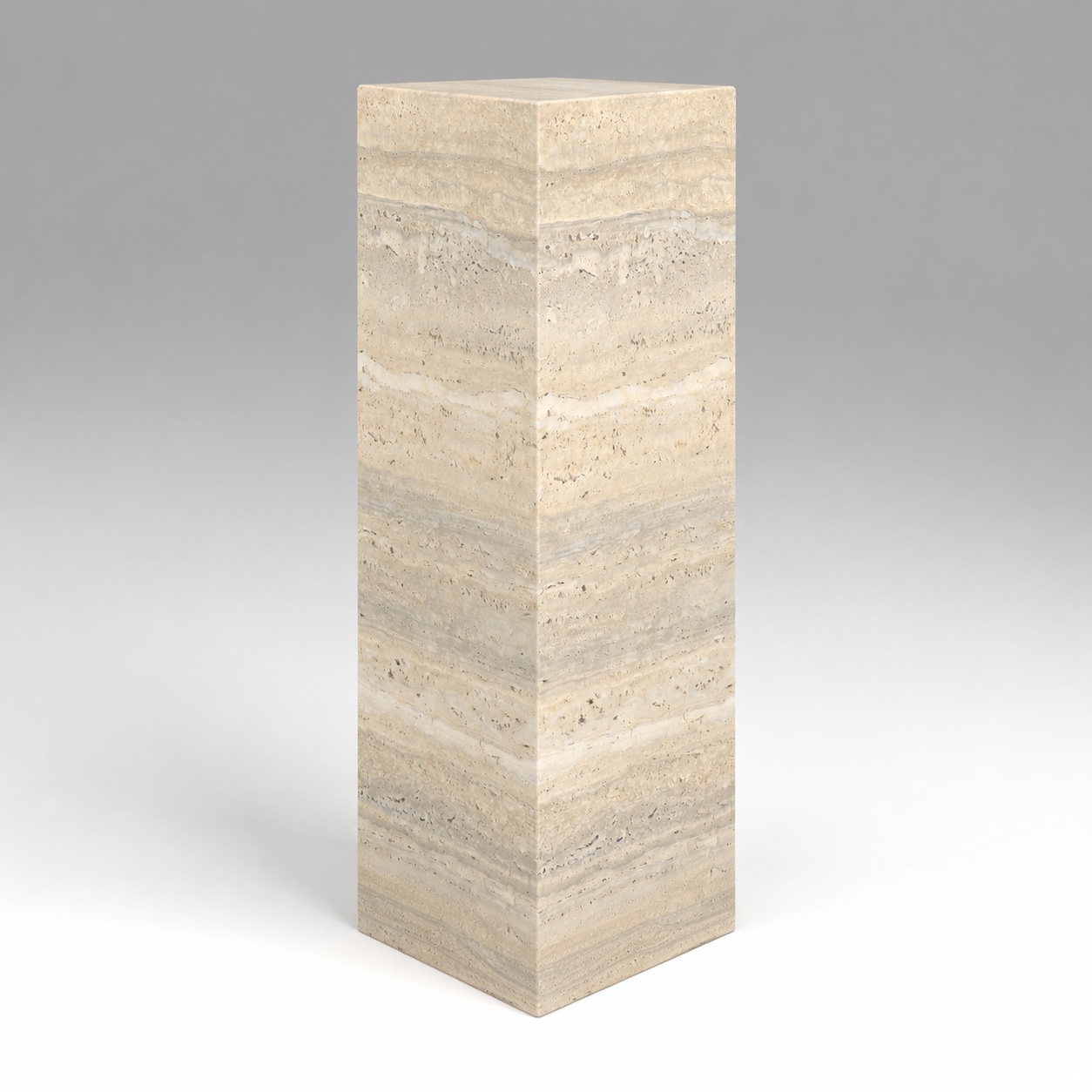 Display Plinth in Beige Travertine