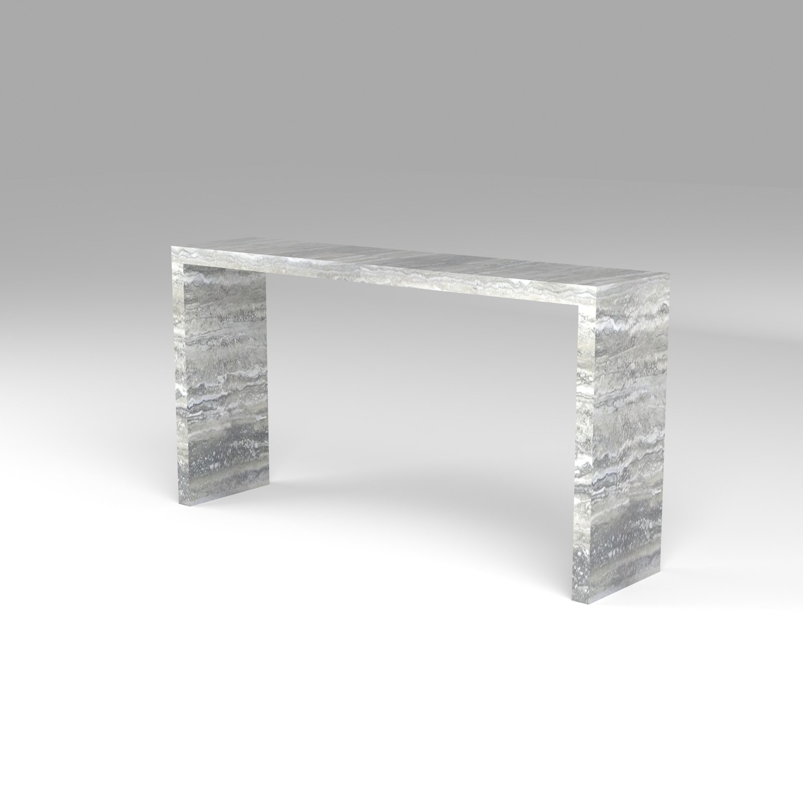 Waterfall Console Table in Silver Travertine
