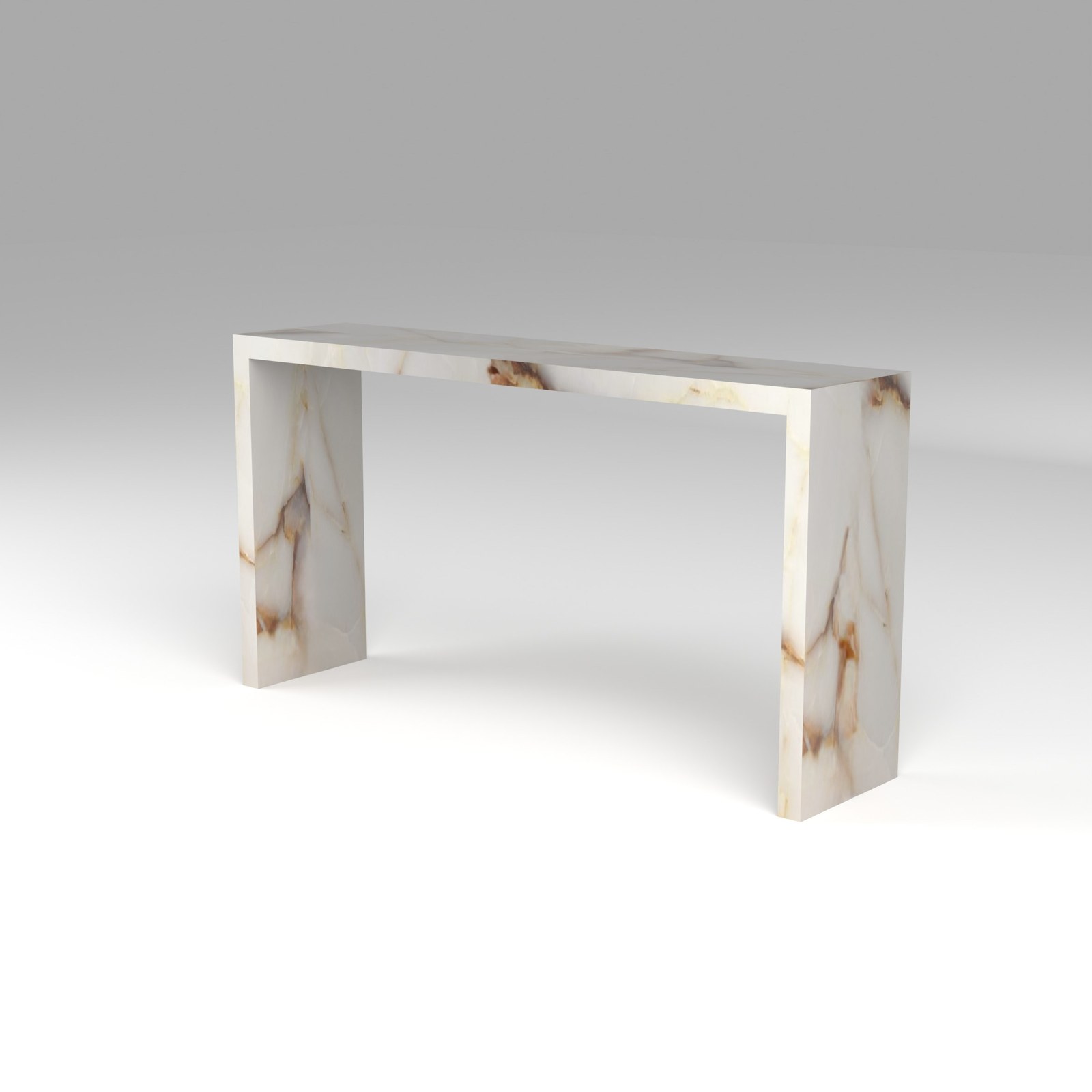 Waterfall Console Table in White Onyx